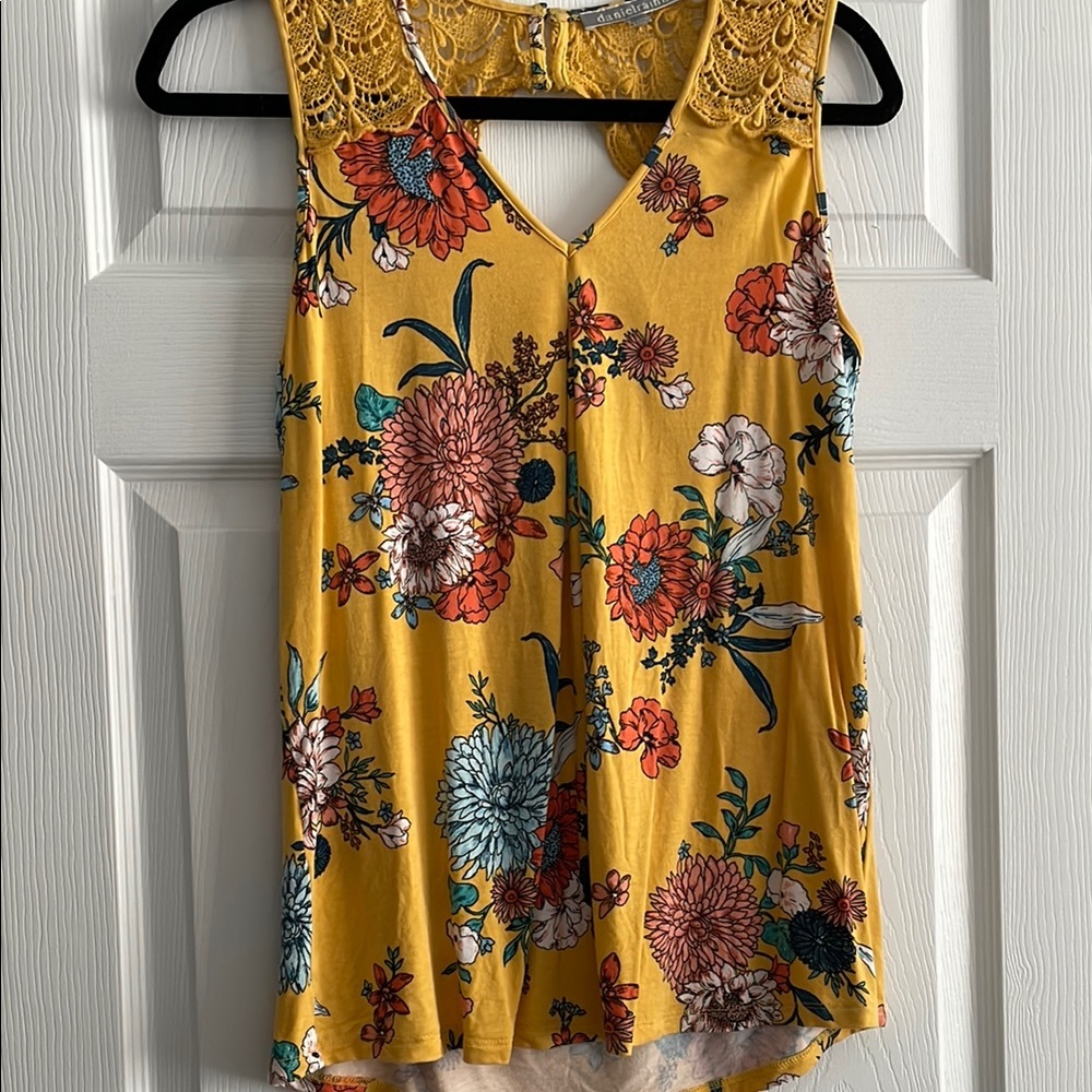 Floral Yellow Sleeveless Top